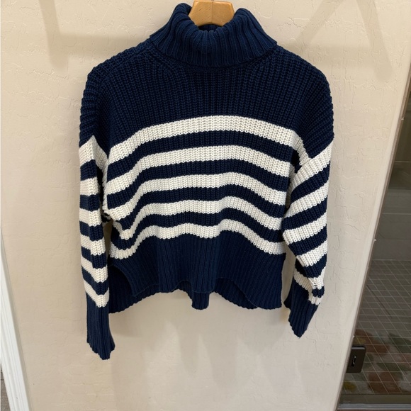 Madewell Sweaters - Madewell Navy and White Striped Turtleneck Sweater